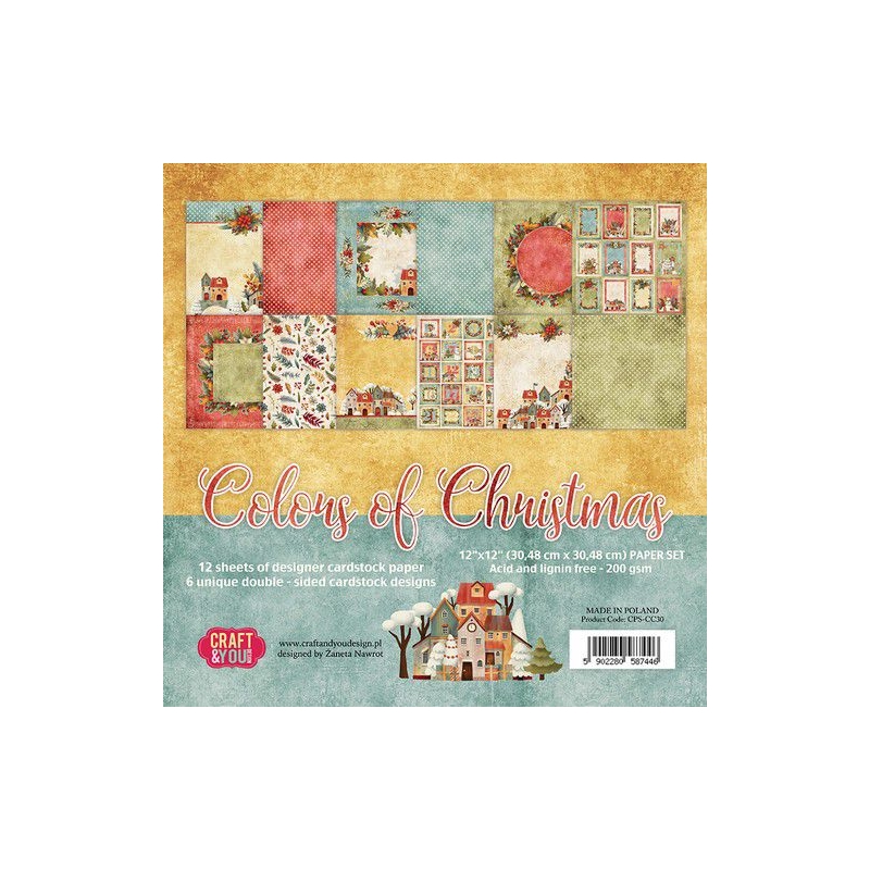 Craft&You paberiplokk 12*12 "Colors of Christmas" 12 lehte