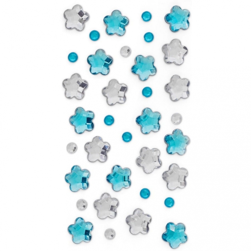 Kristallkleebis lilled 3-7mm 35tk sinine ja läbipaistev