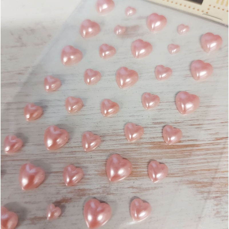 Iseliimuvad poolpärlid süda 3-7mm 40tk roosa
