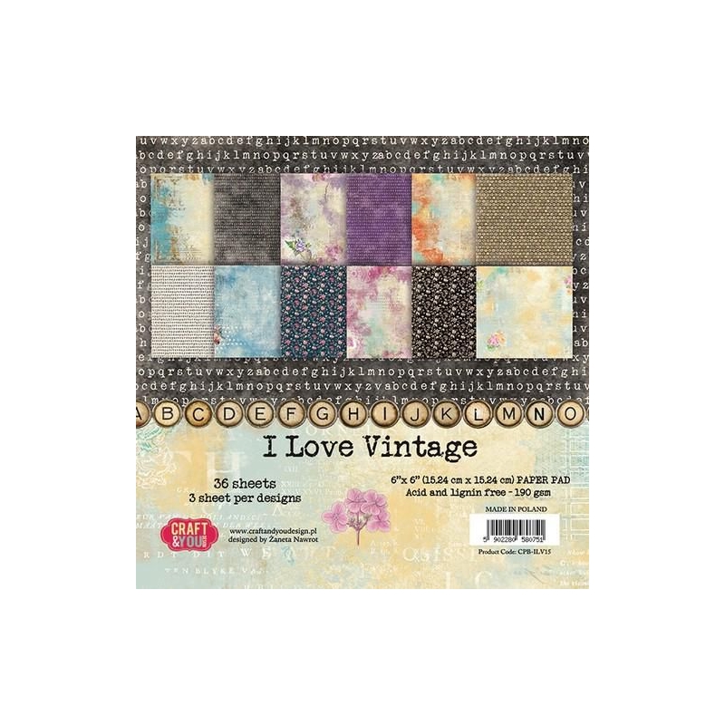 Craft&You paberiplokk 6*6 "I Love Vintage" 36 lehte