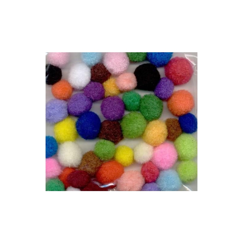 Pom-pom pallikesed MIX värvilised 48 tk 1,5-2,0mm
