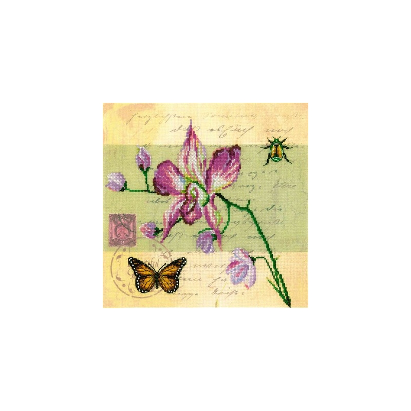 Tikkimiskomplekt "Postkaart - Orhidee" 25*25 cm M70014