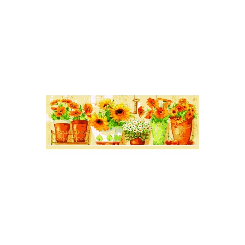 Ristpistes suur tikkimispilt "Kollased lilled"  35*80cm 9003