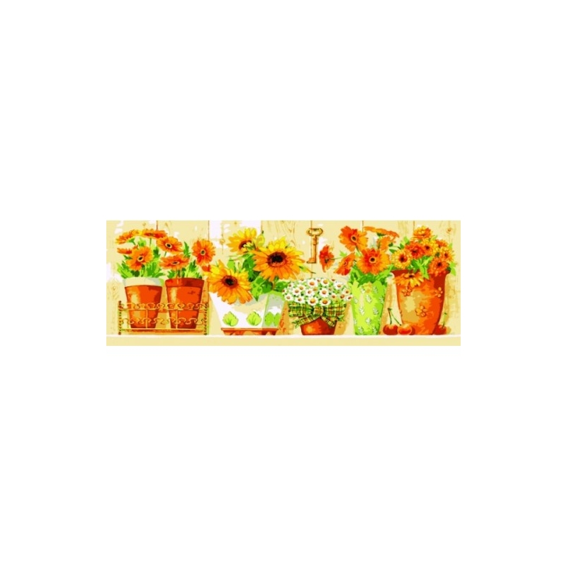 Ristpistes suur tikkimispilt "Kollased lilled"  35*80cm 9003