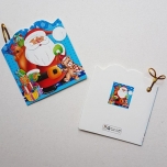Väike jõulukaart sädelusega "Jõulumees kingitustega"