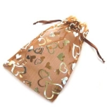 Kinkekott "Organza" 12*18 cm beez hõbedaste südametega