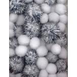 Pom-pom pallikesed valge/hõbe 50tk 1,0-2,5mm
